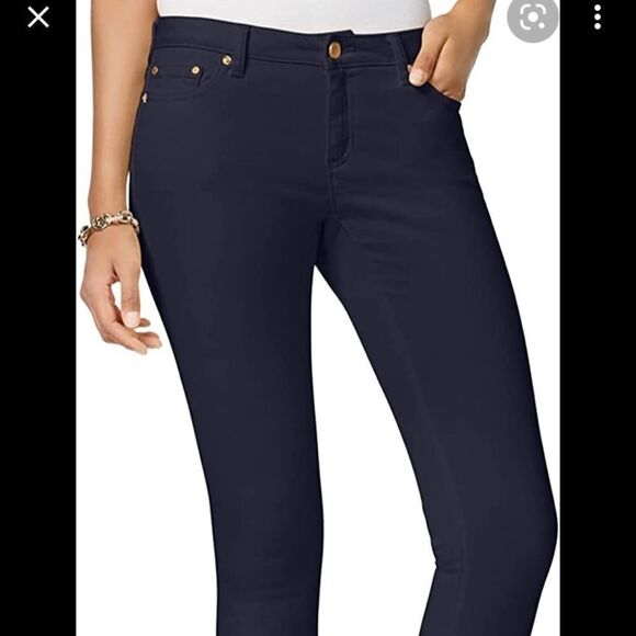 MICHAEL Michael Kors Izzy Cropped Skinny True Navy Blue Pants NEW $89 - Picture 1 of 8